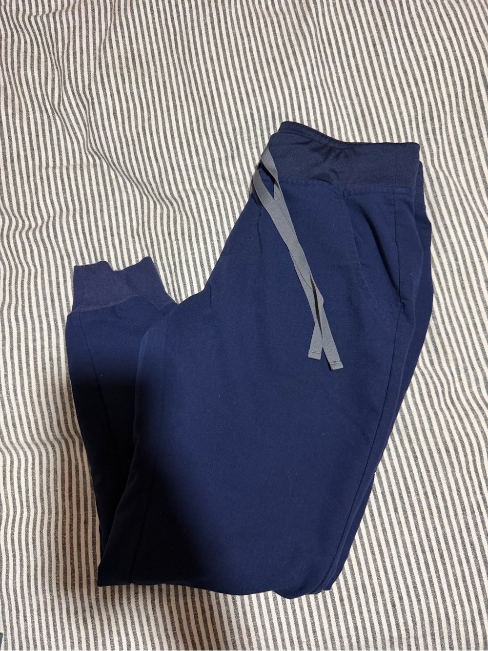 Figs Navy Jogger Pants with Gray Drawstring